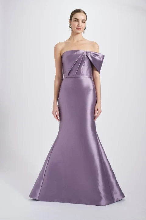 Elegant Mermaid Strapless Bow Purple Long Mother Of The Bride Dress