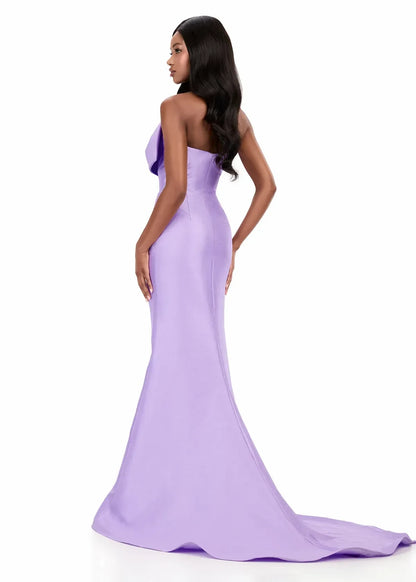 Elegant Mermaid Strapless Sleeveless Bow-Accent Lavender Floor-Length Evening Gown