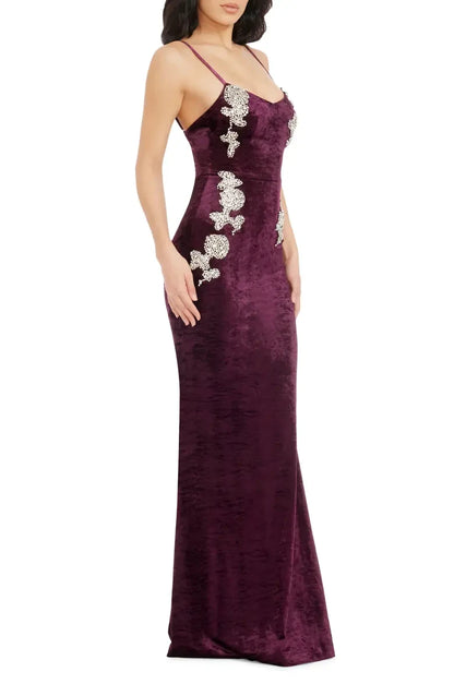 Elegant Mermaid Sweetheart Sleeveless Beaded Deep Plum Floor-Length Evening Gown