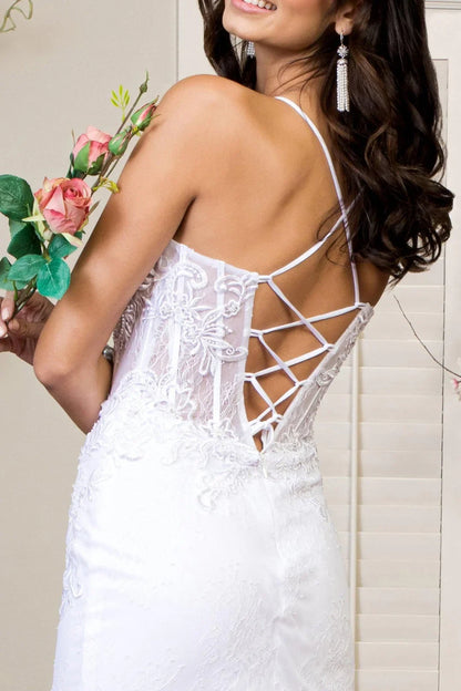 Elegant Mermaid Sweetheart Sleeveless Lace Applique White Floor-Length Wedding Dresses Bridal Gown