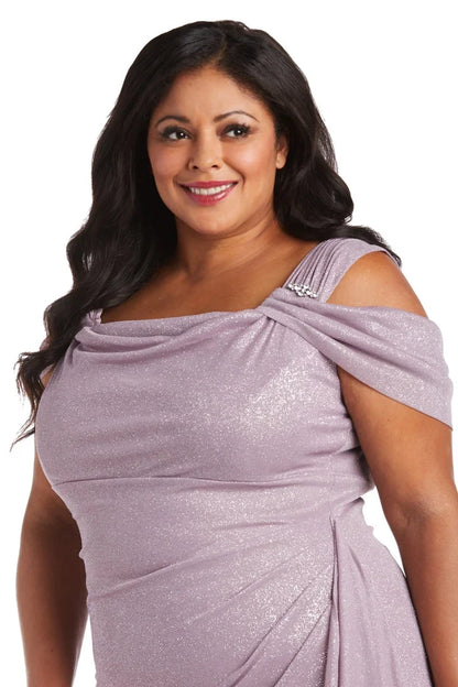Elegant Sheath Cowl-Neck Ruched Mauve Maxi Mother Of The Bride Dress