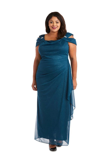 Elegant Sheath Cowl-Neck Ruched Mauve Maxi Mother Of The Bride Dress