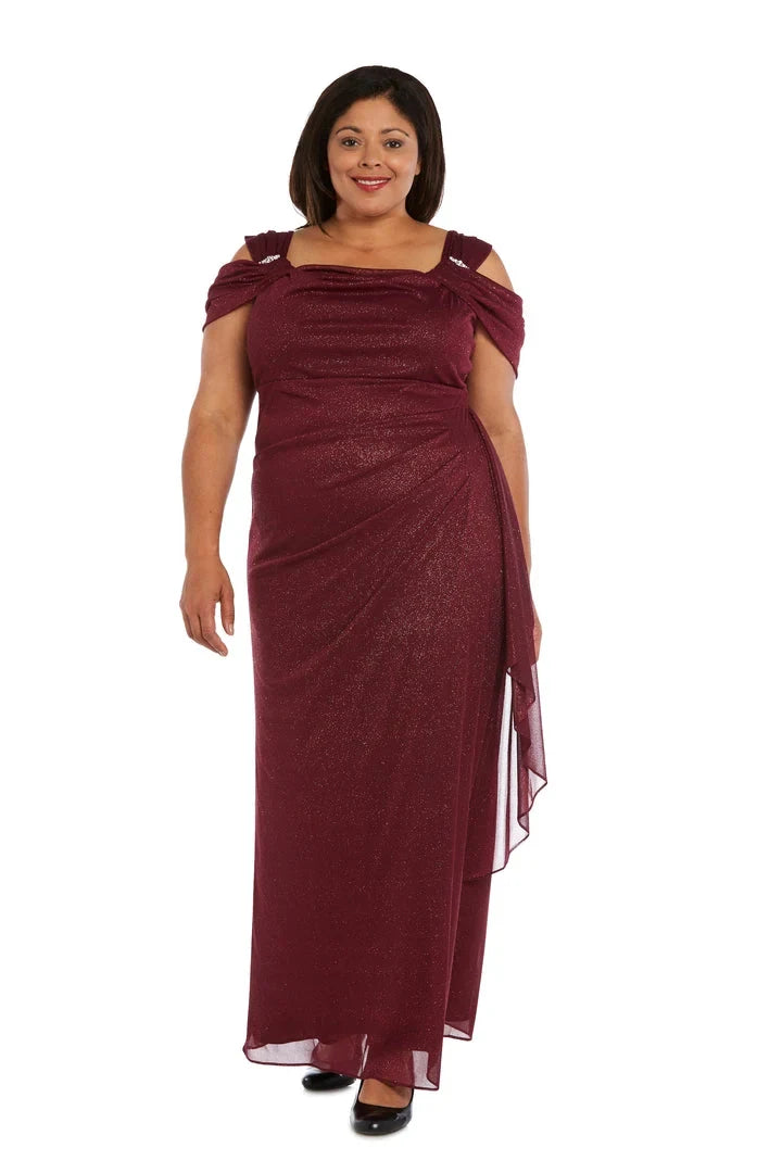Elegant Sheath Cowl-Neck Ruched Mauve Maxi Mother Of The Bride Dress
