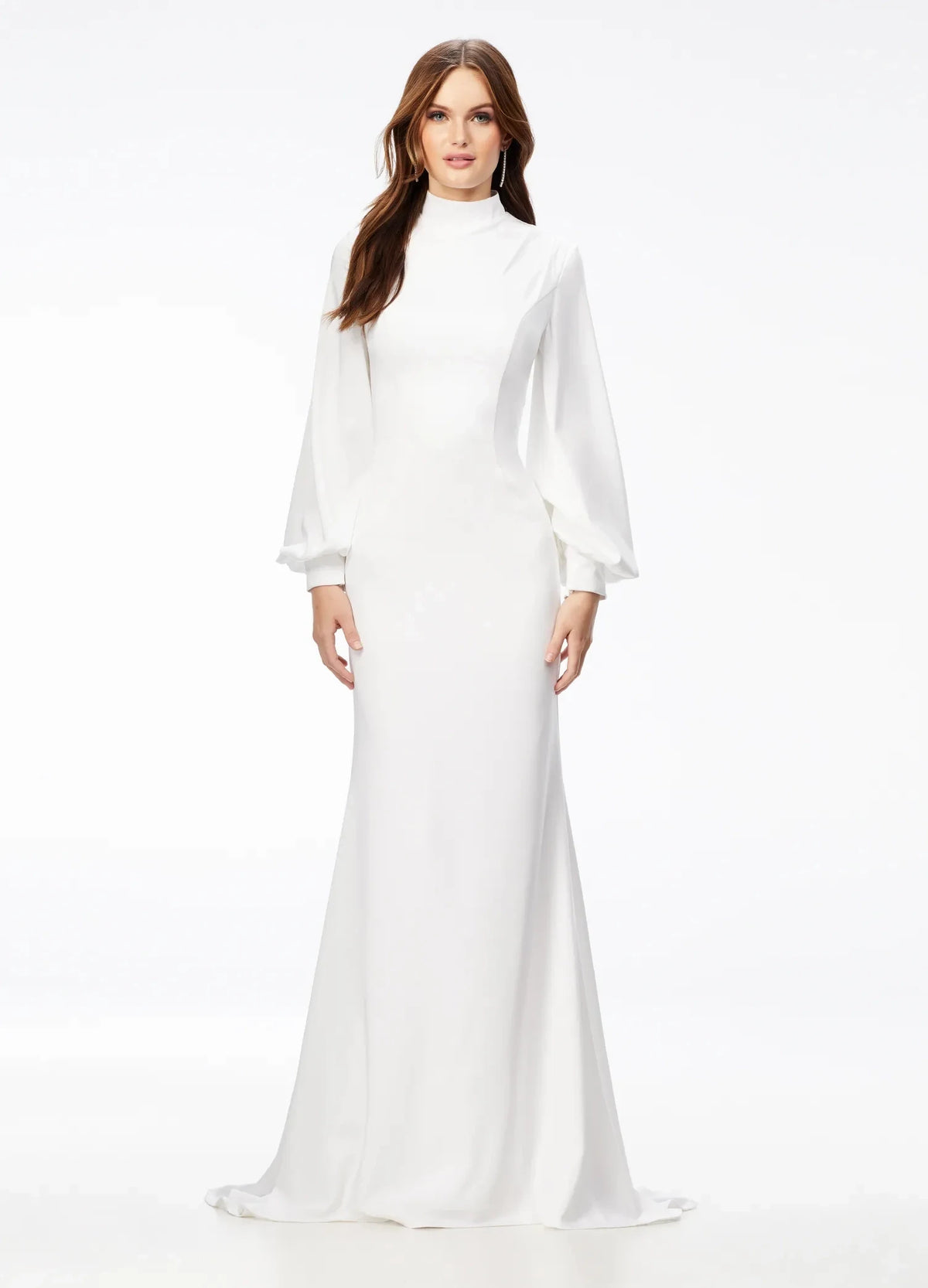 Elegant Sheath Mock Neck Long Sleeve Chic Emerald Green Floor-Length Evening Gown