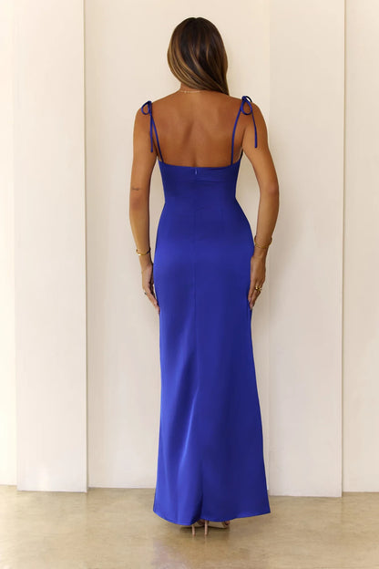 Elegant Sheath Sweetheart Cutout High Slit Royal Blue Floor-Length Prom Dress