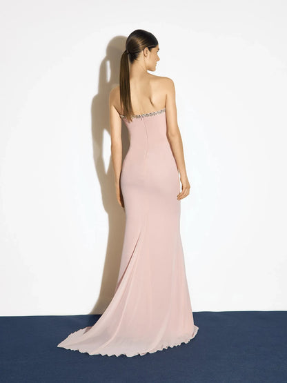Elegant Sheath Sweetheart Sleeveless Beaded Pleated Pink Maxi Evening Dresses Women Gown
