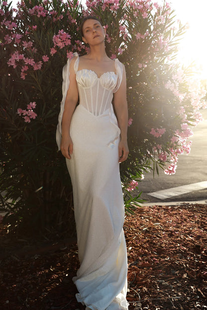 Elegant Sheath Sweetheart Sleeveless Corset Backless Ivory Floor-Length Wedding Dresses Bride Gown