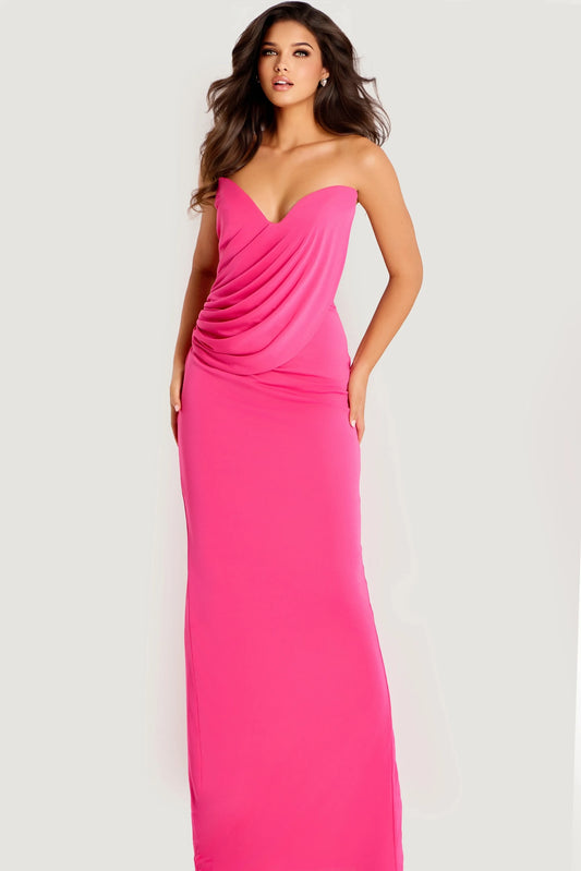 Elegant Sheath Sweetheart Sleeveless Draped Chic Hot Pink Floor-Length Evening Gown