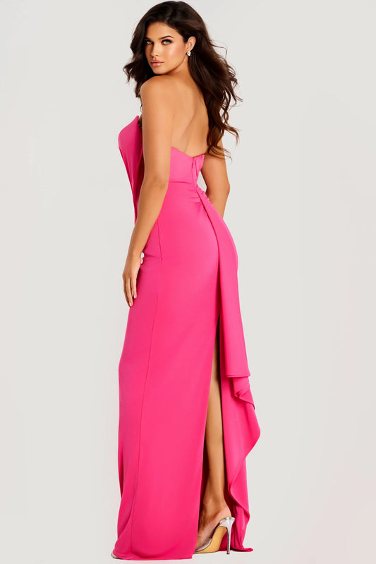 Elegant Sheath Sweetheart Sleeveless Draped Chic Hot Pink Floor-Length Evening Gown