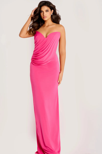 Elegant Sheath Sweetheart Sleeveless Draped Chic Hot Pink Floor-Length Evening Gown