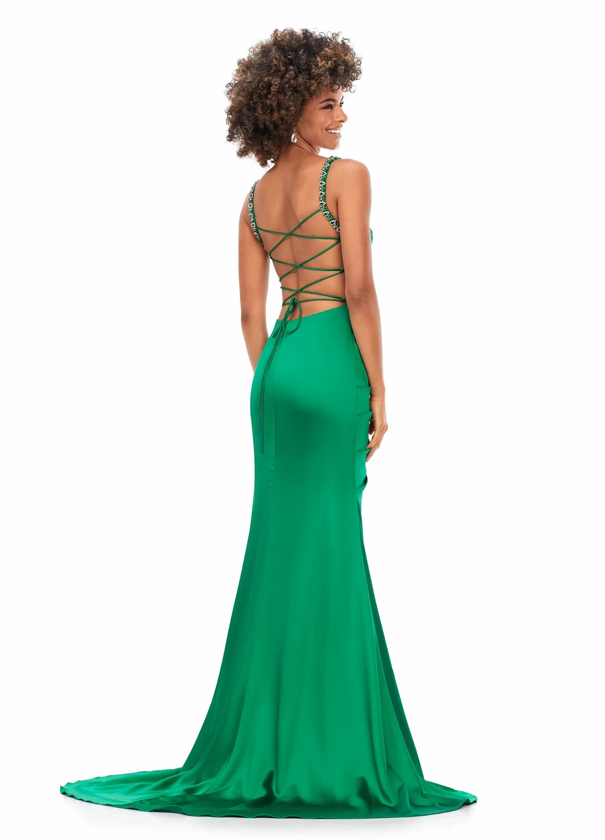 Elegant Sheath Sweetheart Sleeveless Draped Slit Emerald Floor-Length Evening Dresses Women's Gown