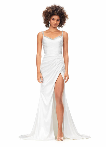 Elegant Sheath Sweetheart Sleeveless Draped Slit Emerald Floor-Length Evening Dresses Women's Gown