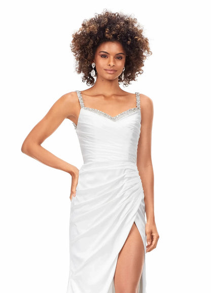 Elegant Sheath Sweetheart Sleeveless Draped Slit Emerald Floor-Length Evening Dresses Women's Gown