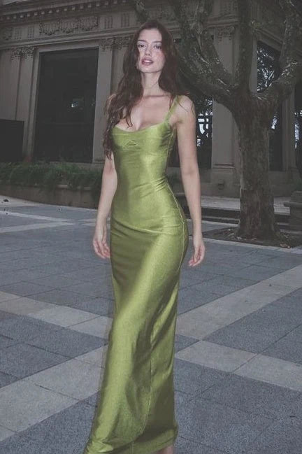 Elegant Sheath Sweetheart Sleeveless Sleek Green Maxi Prom Dresses Women Gown
