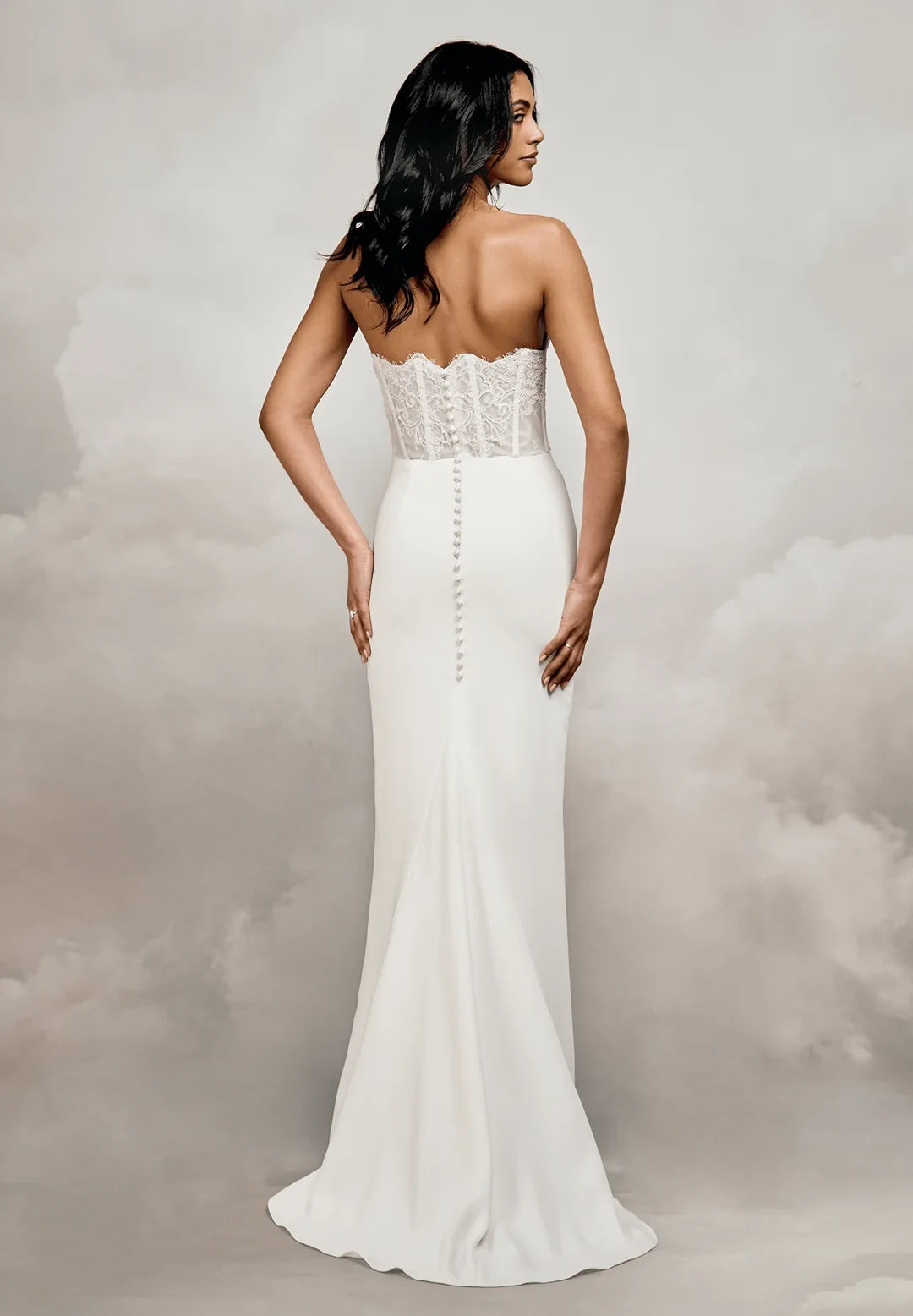 Elegant Sheath Sweetheart Strapless Corset Draped Ivory Floor-Length Wedding Dresses for Brides