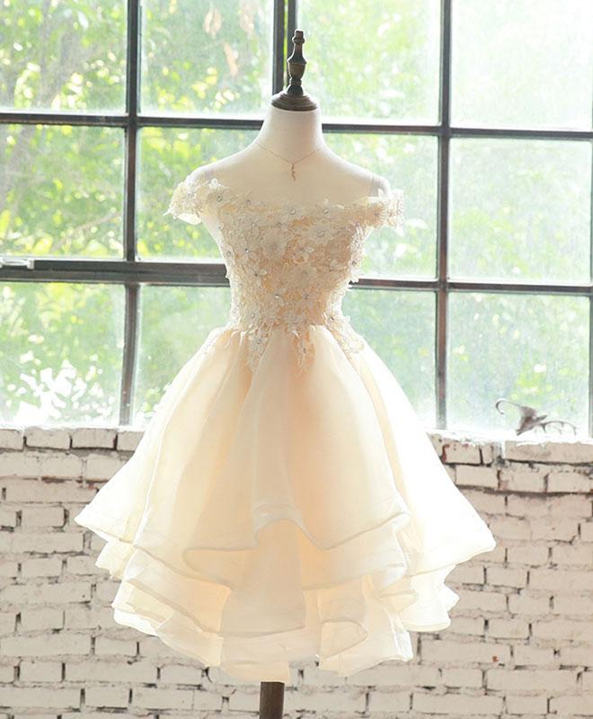 Koutun Floral Organza A-Line short party dress with sweetheart neckline.