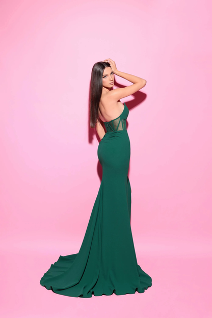 Glamorous Mermaid Sweetheart-Neck Sleeveless Mesh-Corset High-Slit Floor-Length Prom Evening Dress