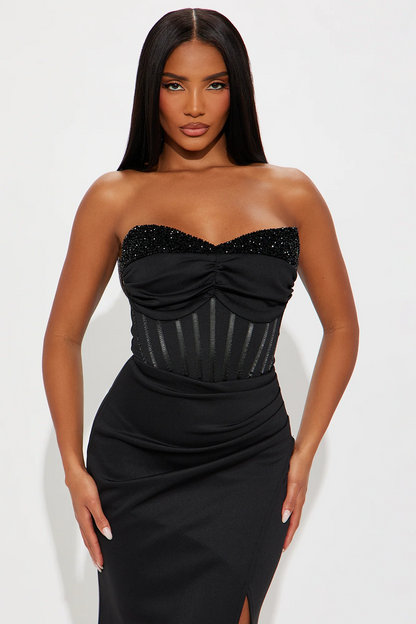 Glamorous Mermaid Sweetheart Strapless Open Back Long Evening Dress