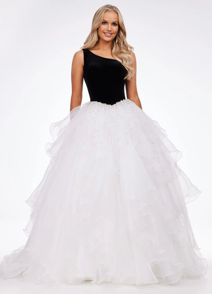 Glamorous Ball Gown One-Shoulder Sleeveless Sparkly Ruffled Aqua Floor-Length Evening Dresses Women