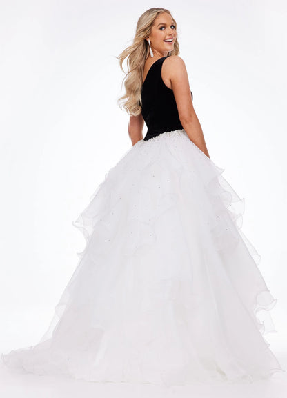Glamorous Ball Gown One-Shoulder Sleeveless Sparkly Ruffled Aqua Floor-Length Evening Dresses Women