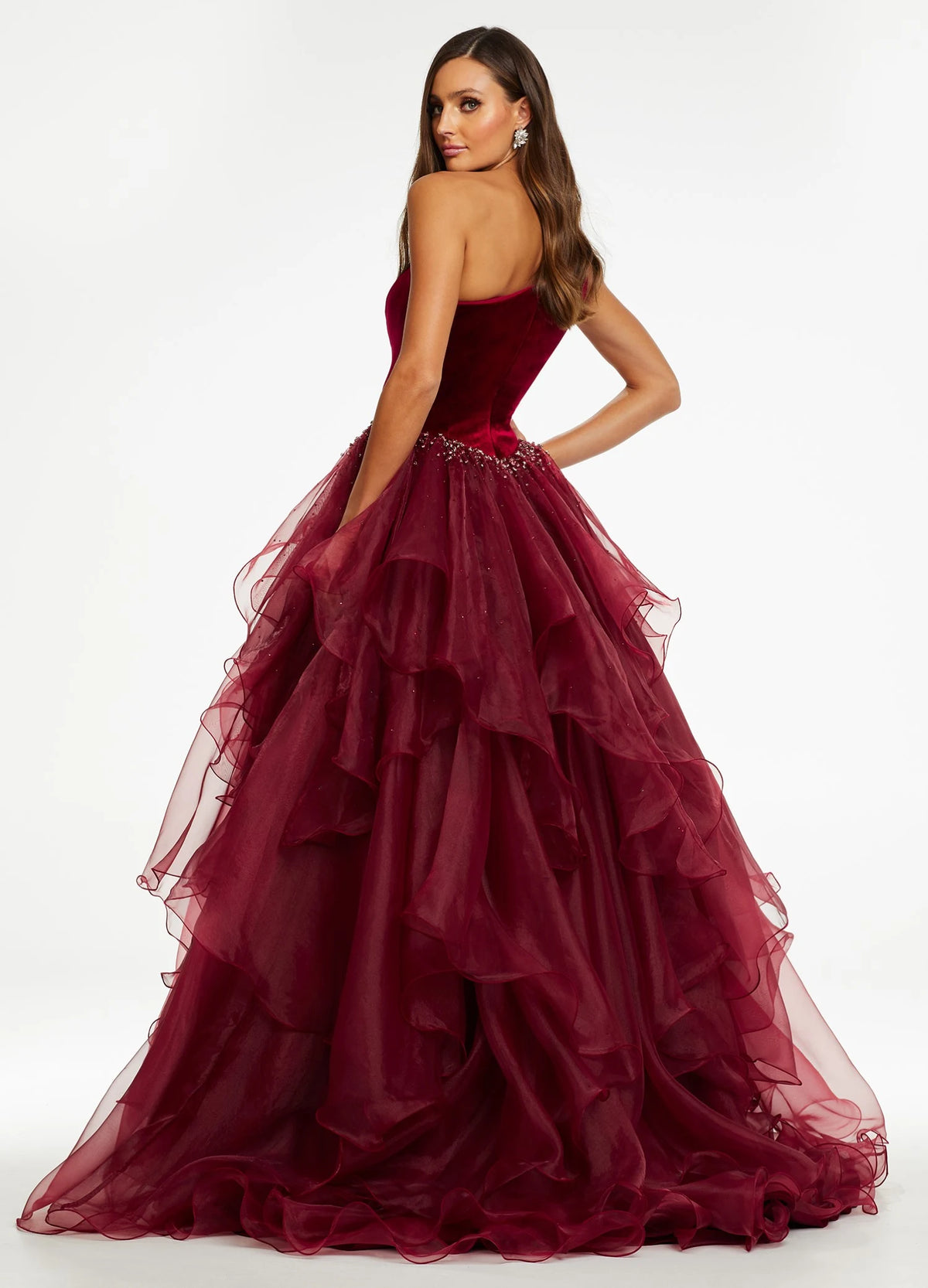 Glamorous Ball Gown One-Shoulder Sleeveless Sparkly Ruffled Aqua Floor-Length Evening Dresses Women