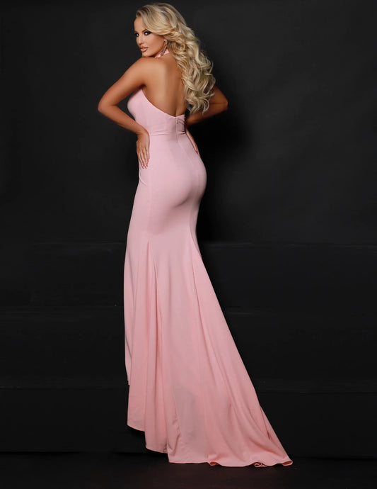 Glamorous Mermaid Plunge Sleeveless Chic Pink Floor-Length Evening Dresses Gown