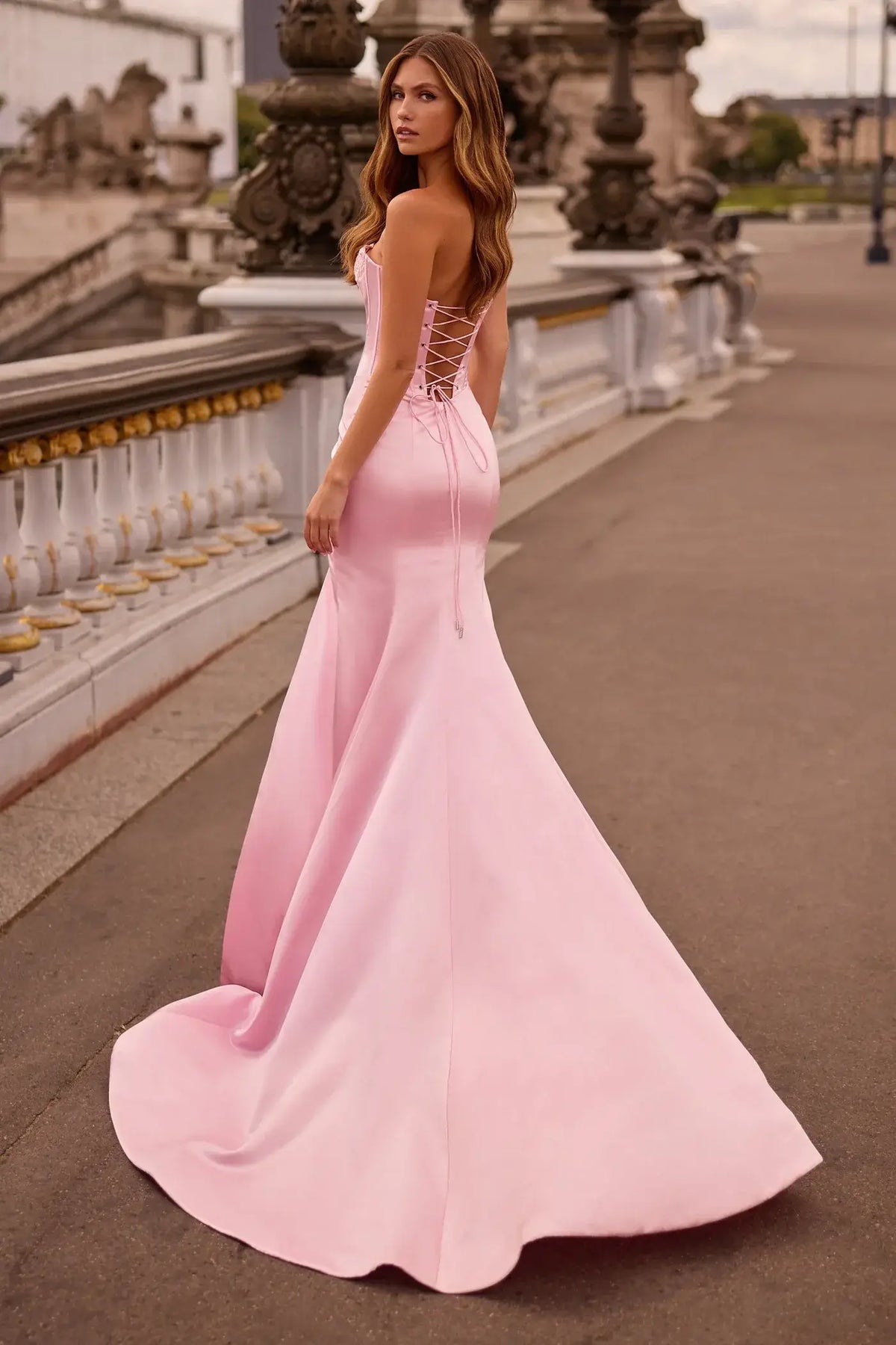 Glamorous Mermaid Sweetheart Sleeveless Corset High Slit Blush Pink Floor-Length Prom Dresses
