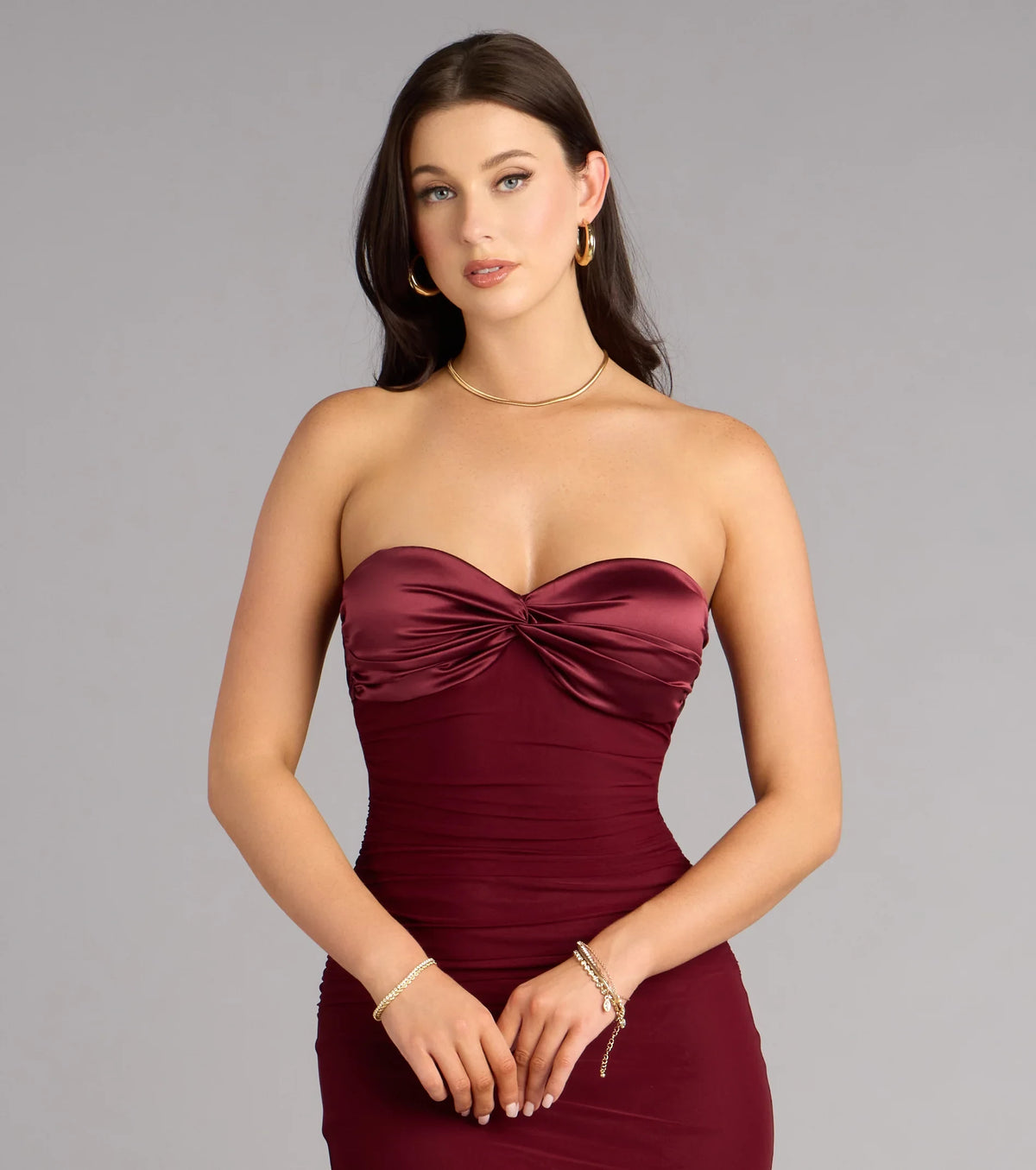 Glamorous Mermaid Sweetheart Sleeveless Ruched Tie-Back Wine Floor-Length Evening Gown