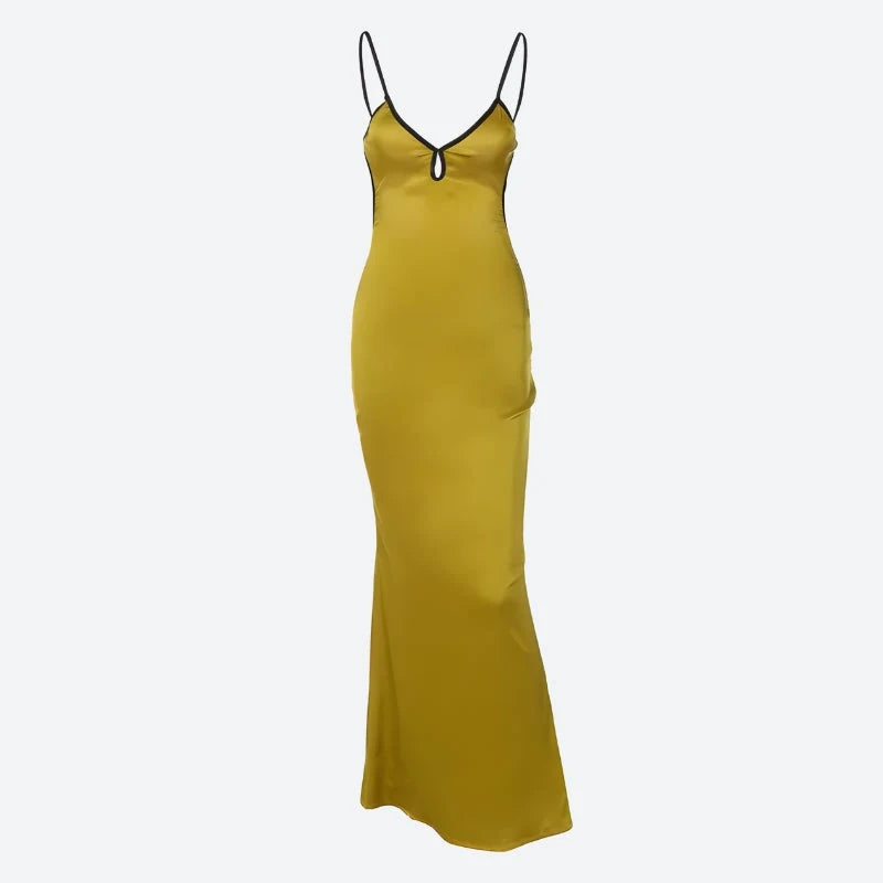 Glamorous Mermaid V-Neck Sleeveless Backless Olive Green Floor-Length Prom Dress