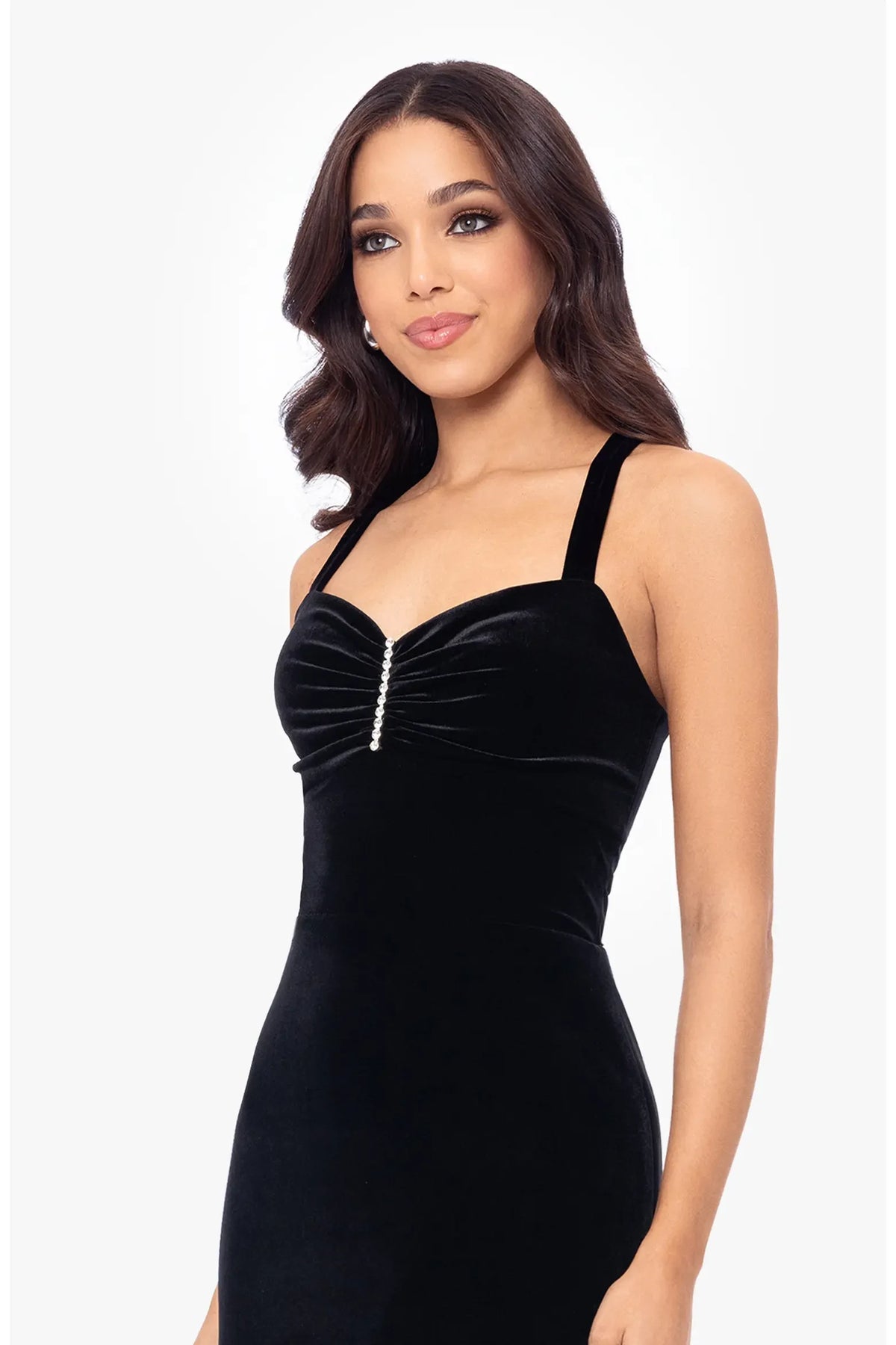 Glamorous Sheath Sweetheart Sleeveless Beaded Slit Black Floor-Length Evening Dress Women's Gown