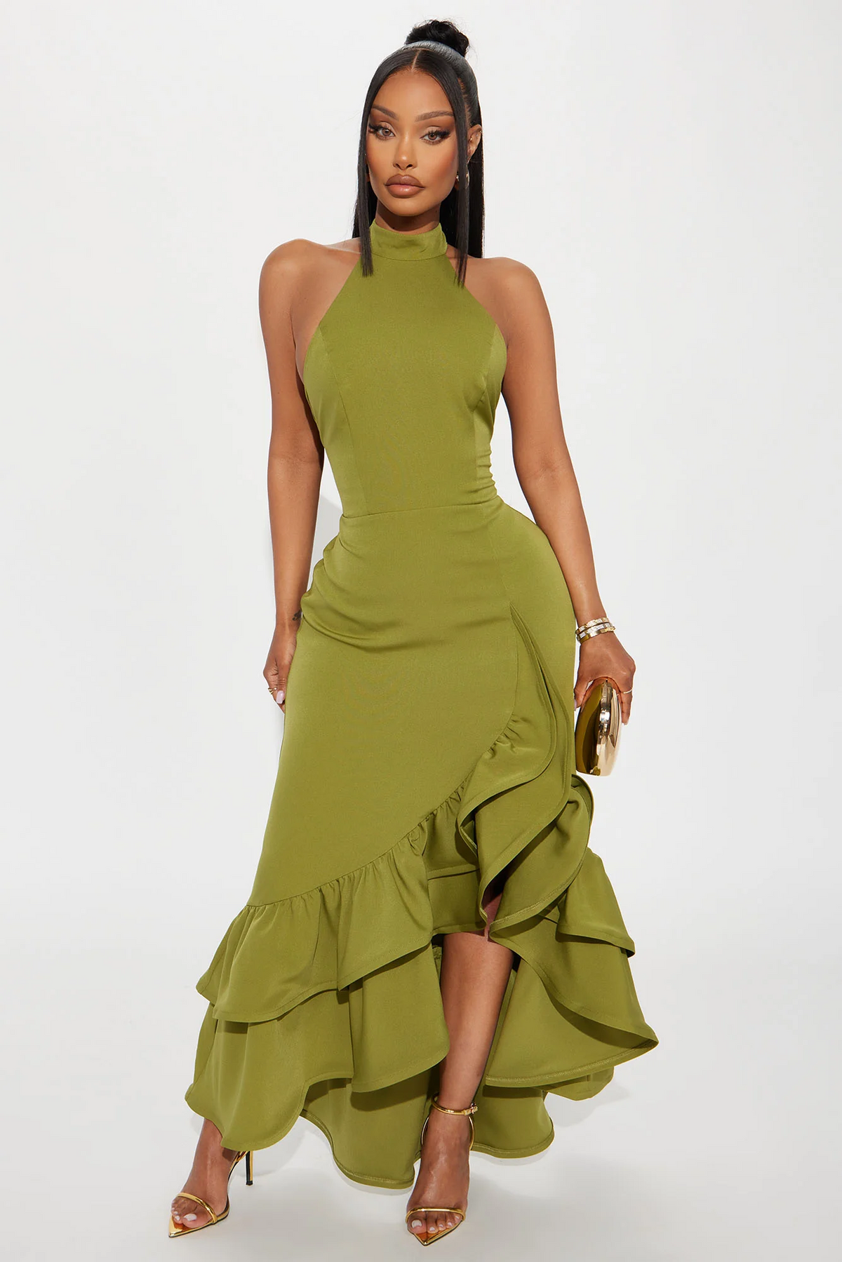 Glamorous mermaid halter sleeveless openback maxi homecoming evening dress