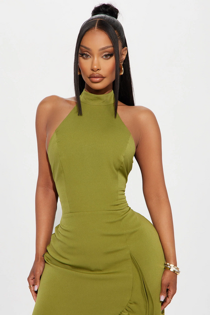 Glamorous mermaid halter sleeveless openback maxi homecoming evening dress