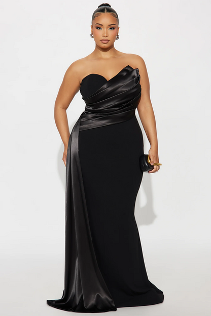Glamorous mermaid strapless sweetheart open back long evening dress