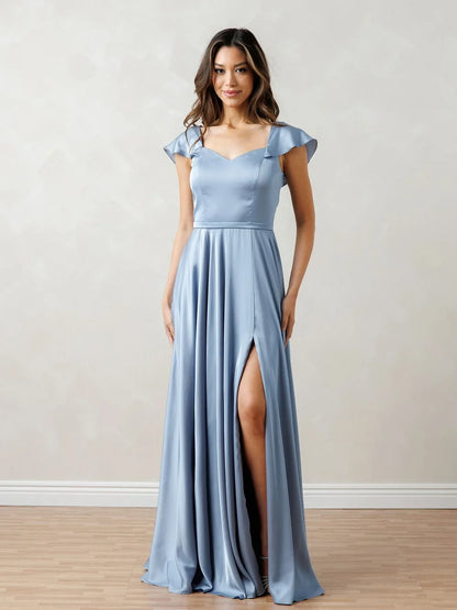 Graceful A-Line Sweetheart Cap Sleeve Blue Mother Of The Bride Dress