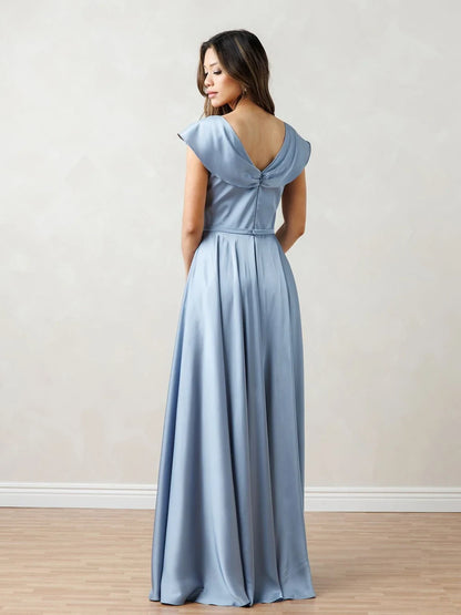 Graceful A-Line Sweetheart Cap Sleeve Blue Mother Of The Bride Dress