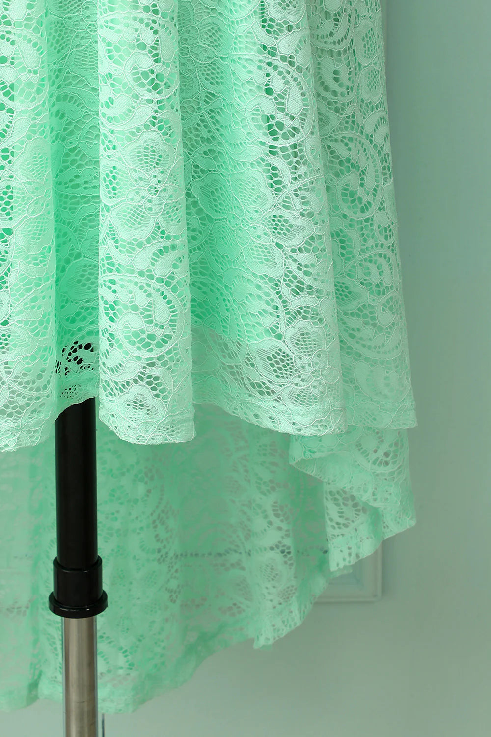 Cute A-Line  Wedding Guest Dress Off-shoulder High Low Lace Dress