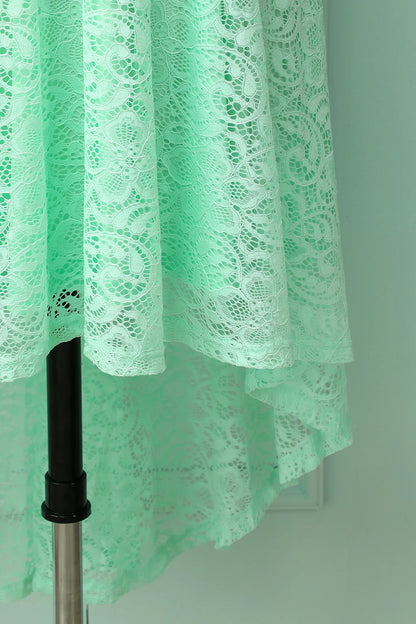 Cute A-Line  Wedding Guest Dress Off-shoulder High Low Lace Dress