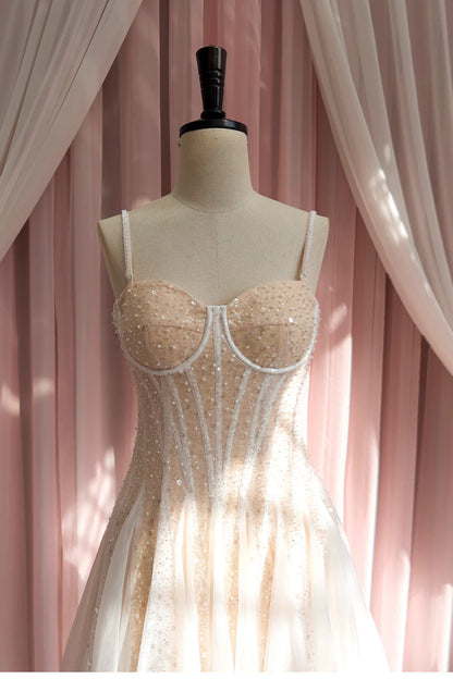 Koutun Dress Champagne Sequin and Beaded A-line Short Dress Homecoming Dress