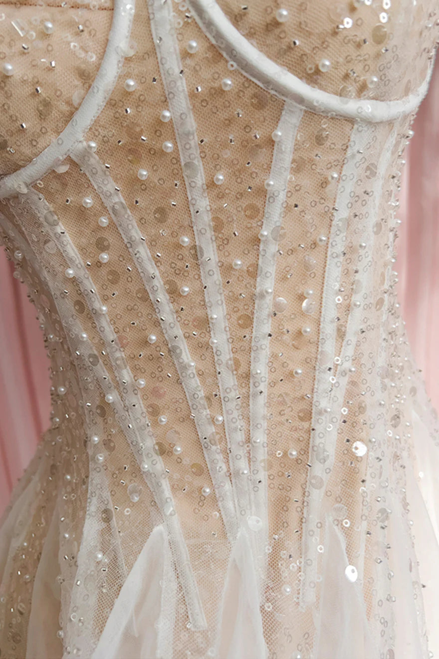 Koutun Dress Champagne Sequin and Beaded A-line Short Dress Homecoming Dress