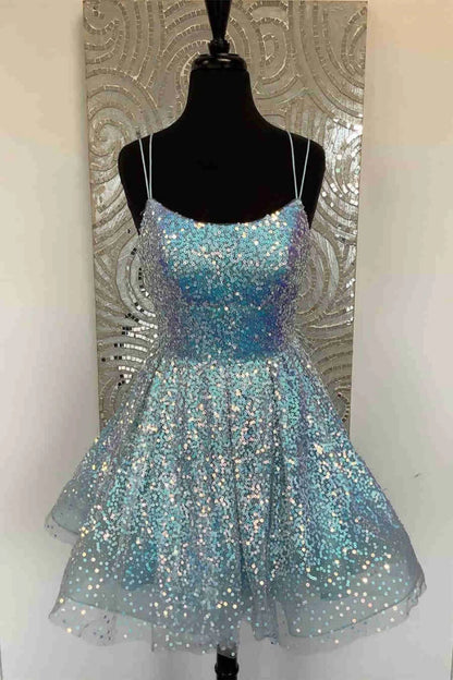 Koutun Dress Double Straps Lavender Lace-Up Back Tulle Short Homecoming Dress
