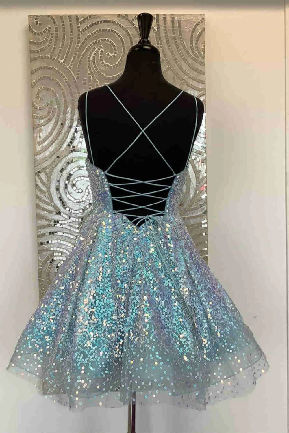 Koutun Dress Double Straps Lavender Lace-Up Back Tulle Short Homecoming Dress