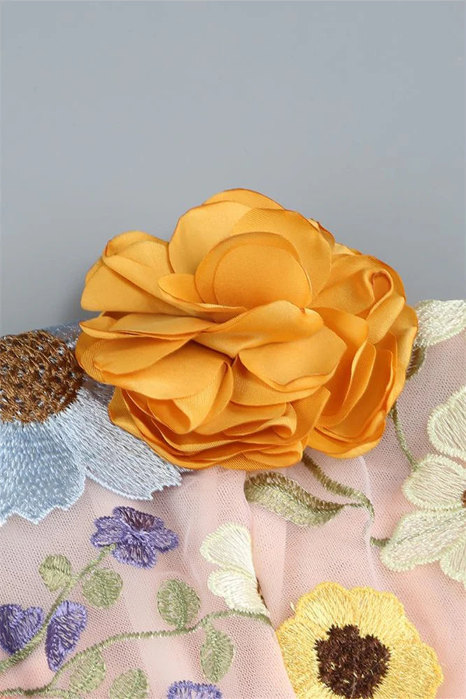 Koutun Dress Strapless Pink 3D Floral Embroidery Tight Short Dress Homecoming Dress