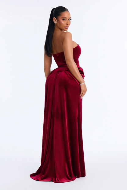 Luxury A Line Strapless Sweetheart Sleeveless Zipper Back Long Evening Dress