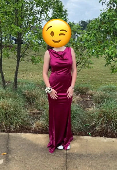 Mermaid Cowl Neck Sleeveless Backless Formal Burgundy Long Prom Dresses Women
