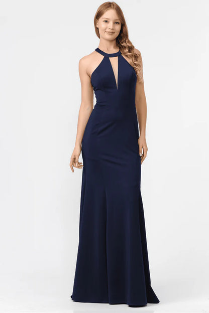 Multi Color Halter Neck Keyhole Front Cutout Back Zipper Mermaid Floor Length Formal Evening Prom Dress