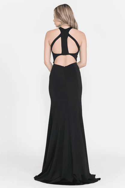 Multi Color Halter Neck Keyhole Front Cutout Back Zipper Mermaid Floor Length Formal Evening Prom Dress