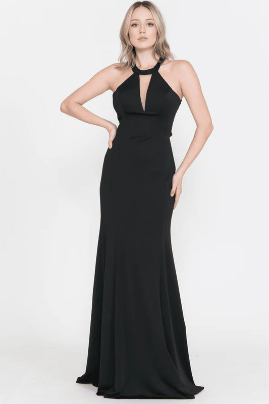 Multi Color Halter Neck Keyhole Front Cutout Back Zipper Mermaid Floor Length Formal Evening Prom Dress