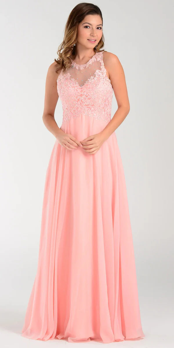 Multi Color Lace Beaded Halter Neck Sleeveless Keyhole Back Zipper Floor Length Formal Evening Prom Dress