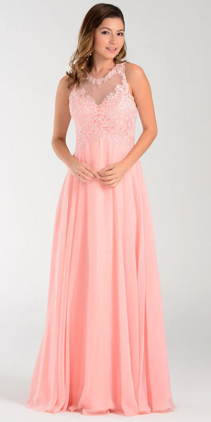 Multi Color Lace Beaded Halter Neck Sleeveless Keyhole Back Zipper Floor Length Formal Evening Prom Dress