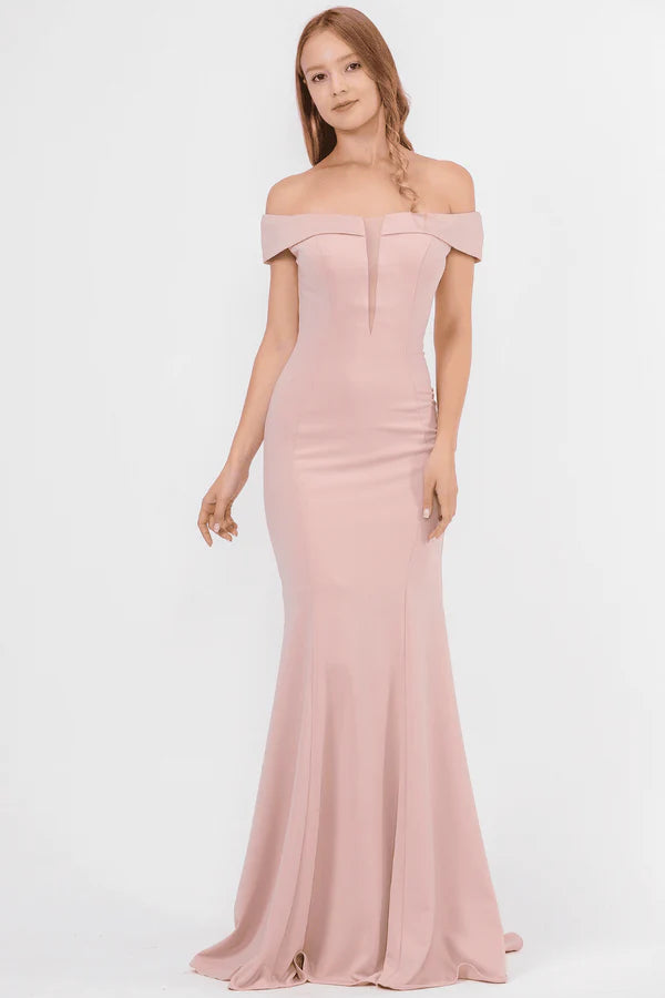 Multi Color Off The Shoulder Mesh Insert Back Zipper Mermaid Floor Length Formal Evening Prom Dress